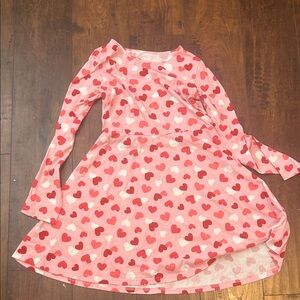 Pink Heart Pattern Kids Dress